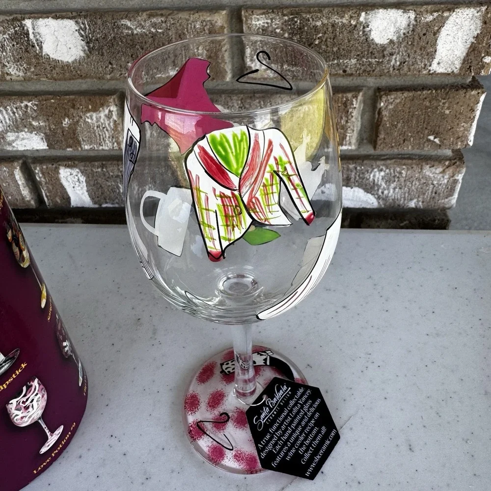 Lolita Hand Painted Wine‎ Glass 15oz Fashionista Recipe on Bottom